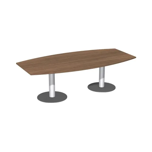 Geramöbel, Geramöbel Konferenztisch fassförmig, mit Tellerfuss, BxT 2.400 x 800/1200 mm, Nussb.