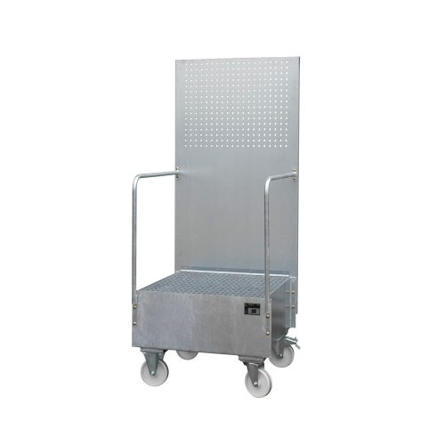 Bauer, Bauer® Auffangwanne aus Stahl mit Lochplatte, verfahrbar, 1x 200 l, HxBxT 2.110 x 890 x 870 mm, feuerverzinkt