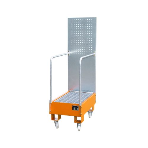 Bauer, Bauer® Auffangwanne aus Stahl mit Lochplatte, verfahrbar, 2x 60 l, HxBxT 1.685 x 875 x 500 mm, gelborange