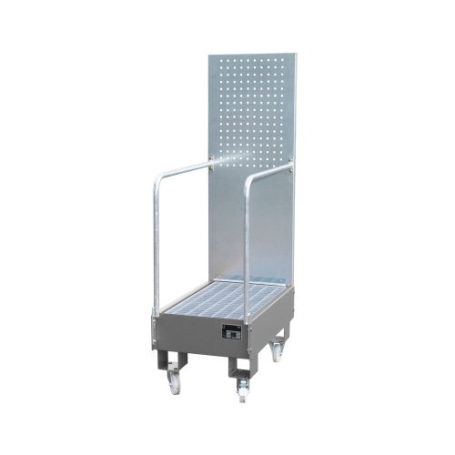 Bauer, Fahrbare Auffangwanne LPW 60-3, mit Lochplattenwand, aus Stahl, Kapazität 2 x 60-Liter Fass, grau