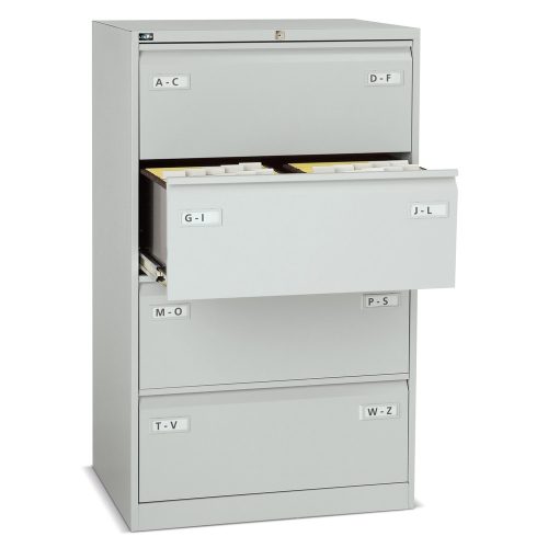 BISLEY Hängeregisterschrank LIGHT mit Griffleiste, 2-bahnig, 2 Schubladen, lichtgrau