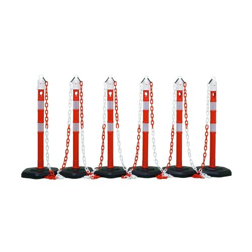 Schäfer Shop Select, Kettenständerset, 4 Pfosten+4 Ketten, rot-weiss