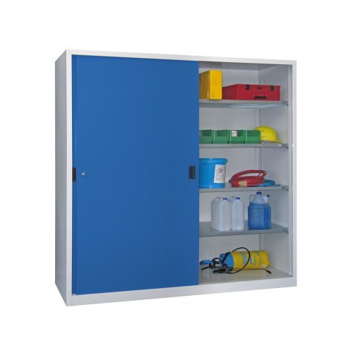 Pavoy, PAVOY Schiebetürenschrank mit 4 Fachböden, HxBxT 1.950 x 1.000 x 500 mm, anthrazitgrau, lichtgrau