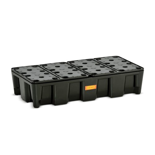 CEMO Kleingebinde-/Laborwanne aus PE, Auffangvolumen 35 l, mit PE-Rost