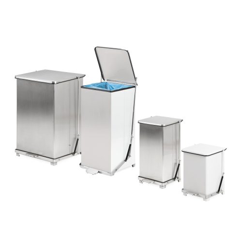 kaiserkraft, kaiserkraft Industrie-Treteimer, Edelstahl, Volumen 45 l, HxBxT 590 x 370 x 370 mm