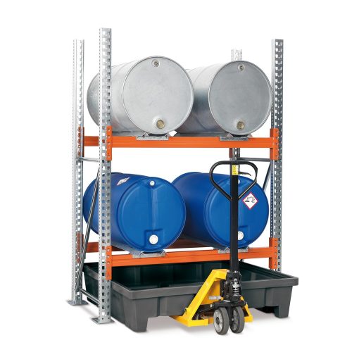 asecos® Regalboden-Auffangwanne aus PE, für Fassregale, HxBxT 315 x 1.320 x 1.390 mm, Auffangvolumen 315 l
