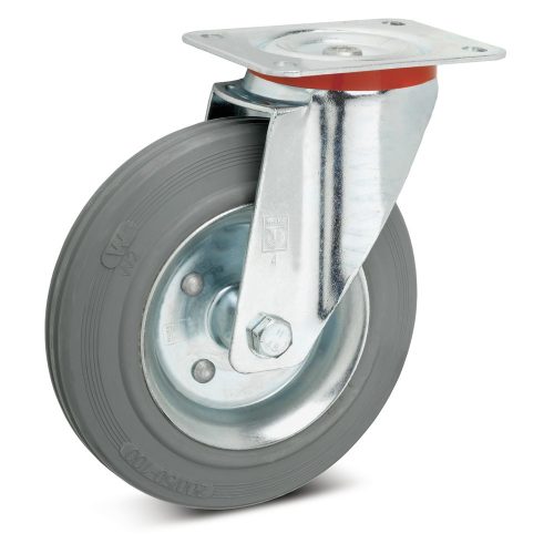Wicke Lenkrolle Vollgummi, Stahlblechfelge, spurlos, Ø x Breite 125 x 38 mm, TK 100 kg