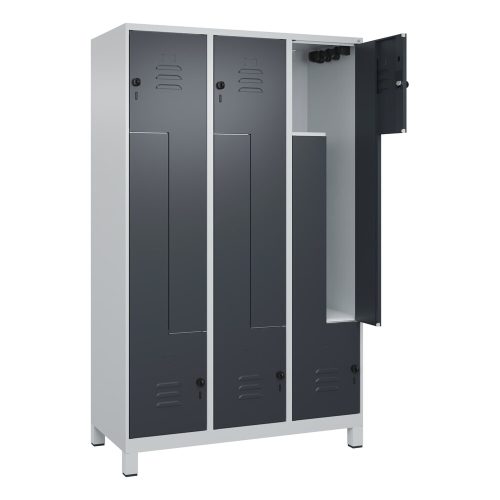 C+P Z-Spind Classic PLUS, Füsse, 6 Abteile, HxBxT 1.950 x 1.200 x 500 mm, lichtgrau, anthrazitgrau, für Vorhängeschloss
