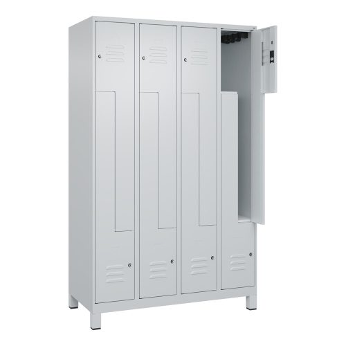 C+P Z-Spind Classic PLUS, Füsse, 8 Abteile, HxBxT 1.950 x 1.200 x 500 mm, lichtgrau, lichtgrau, Zylinderschloss