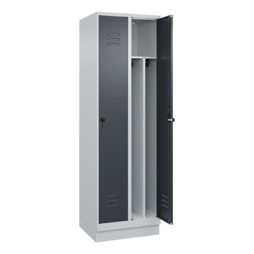 C+P, C+P Spind Classic PLUS, Sockel, 2 Abteile, HxBxT 1.950 x 600 x 500 mm, lichtgrau, anthrazitgrau, für Vorhängeschloss, mit Mitteltrennwand