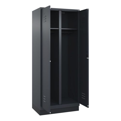 C+P Schwarz-Weiss-Spind Classic PLUS, Sockel, 2 Abteile, HxBxT 1.950 x 800 x 500 mm, anthrazitgrau, anthrazitgrau, Zylinderschloss
