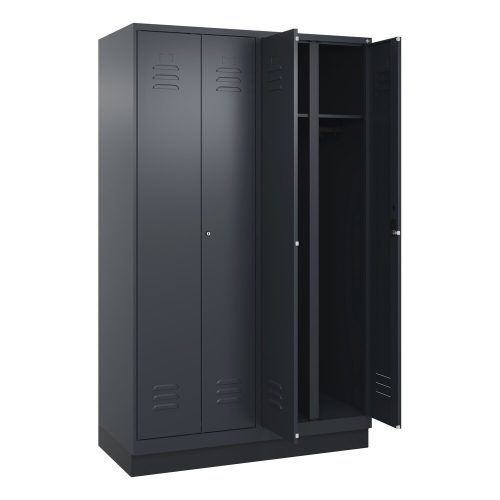 C+P, C+P Schwarz-Weiss-Spind Classic PLUS, Sockel, 4 Abteile, HxBxT 1.950 x 1.200 x 500 mm, anthrazitgrau, anthrazitgrau, Zylinderschloss