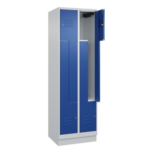C+P, C+P Z-Spind Classic PLUS, Sockel, 4 Abteile, HxBxT 1.950 x 600 x 500 mm, lichtgrau, enzianblau, Zylinderschloss