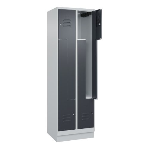 C+P Z-Spind Classic PLUS, Sockel, 4 Abteile, HxBxT 1.950 x 600 x 500 mm, lichtgrau, anthrazitgrau, Zylinderschloss