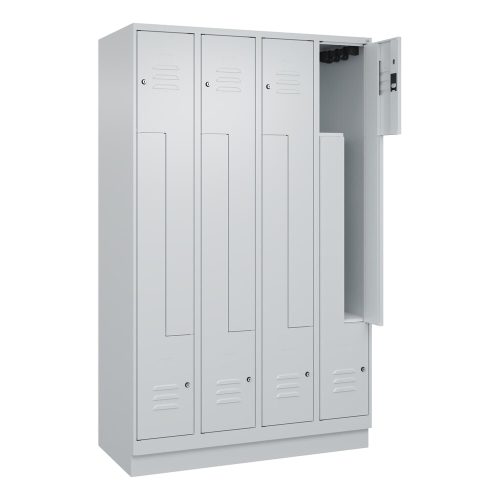 C+P Z-Spind Classic PLUS, Sockel, 8 Abteile, HxBxT 1.950 x 1.200 x 500 mm, lichtgrau, lichtgrau, Zylinderschloss