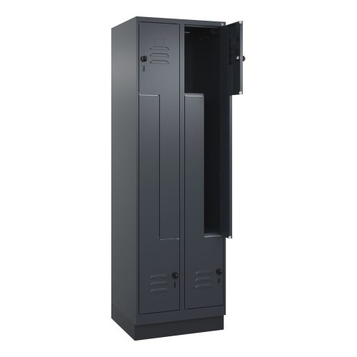 C+P Z-Spind Classic PLUS, Sockel, 4 Abteile, HxBxT 1.950 x 600 x 500 mm, anthrazitgrau, anthrazitgrau, für Vorhängeschloss