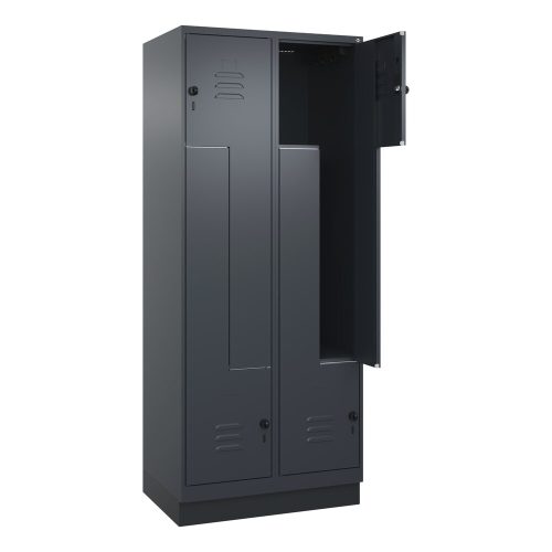C+P Z-Spind Classic PLUS, Sockel, 4 Abteile, HxBxT 1.950 x 800 x 500 mm, anthrazitgrau, anthrazitgrau, für Vorhängeschloss