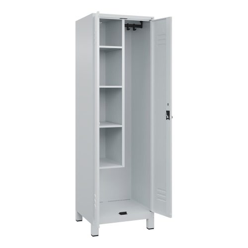 C+P Putzmittel-Spind Classic PLUS, Füsse, 2 Abteile, HxBxT 1.950 x 600 x 500 mm, lichtgrau, lichtgrau, für Vorhängeschloss