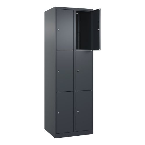 C+P Schliessfachschrank Classic PLUS, 2 Abteile, HxBxT 1.850 x 600 x 500 mm, anthrazitgrau, anthrazitgrau, 6 Fächer, Zylinderschloss