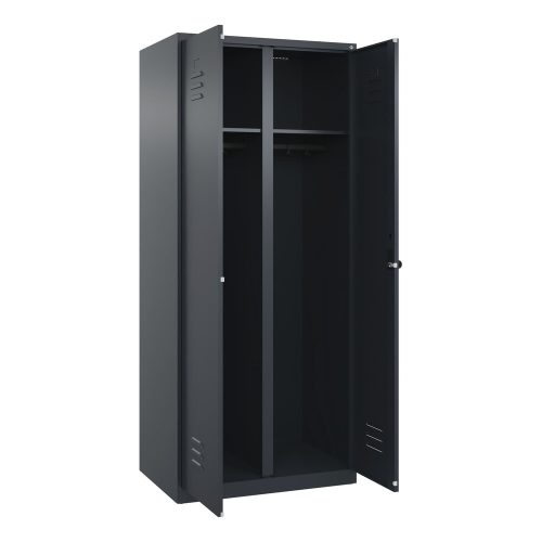 C+P Schwarz-Weiss-Spind Classic PLUS, 2 Abteile, HxBxT 1.850 x 800 x 500 mm, anthrazitgrau, anthrazitgrau, für Vorhängeschloss