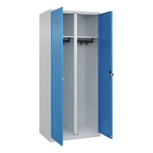 C+P, C+P Schwarz-Weiss-Spind Classic PLUS, 2 Abteile, HxBxT 1.850 x 800 x 500 mm, lichtgrau, lichtblau, für Vorhängeschloss