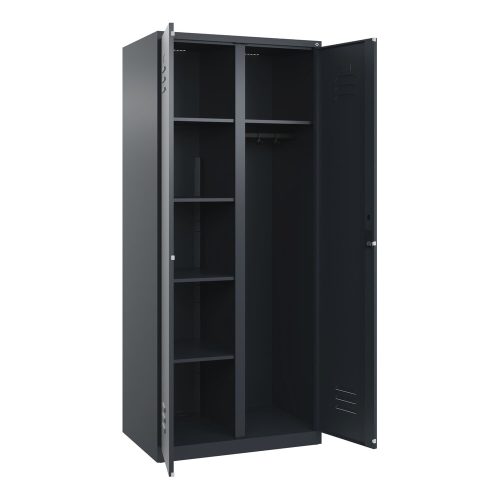 C+P Wäsche-, Garderobenspind Classic PLUS, 2 Abteile, HxBxT 1.850 x 800 x 500 mm, anthrazitgrau, anthrazitgrau, Zylinderschloss