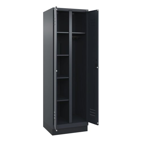 C+P Mehrzweck-Putzmittelschrank Classic PLUS, Sockel, 2 Abteile, HxBxT 1.950 x 600 x 500 mm, anthrazitgrau, anthrazitgrau, für Vorhängeschloss