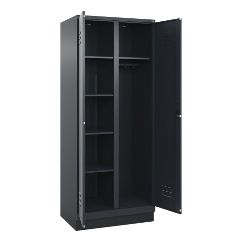 C+P Mehrzweck-Putzmittelschrank Classic PLUS, Sockel, 2 Abteile, HxBxT 1.950 x 800 x 500 mm, anthrazitgrau, anthrazitgrau, Zylinderschloss