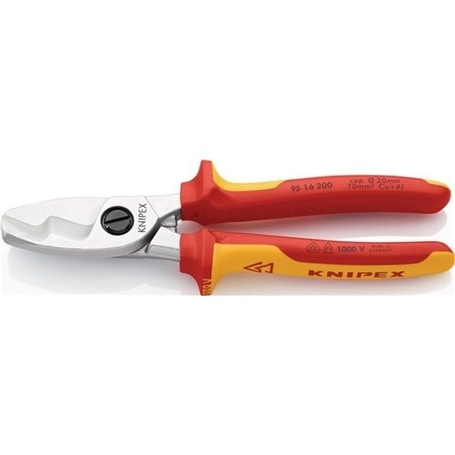 Knipex, Knipex 95 16 200 VDE-Kabelschere Geeignet für (Abisoliertechnik) Alu- und Kupferkabel, ein- und mehrdrähtig 20 mm 70 mm²