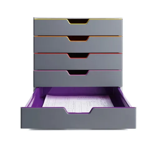 DURABLE, DURABLE Schubladenbox Varicolor 5 -C4 7605/27 farbige Griffe, 5 Schubladen