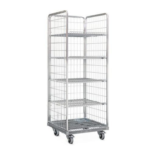 kaiserkraft, kaiserkraft Stahlrollbehälter, LxB 640 x 460 mm, 3-seitig, mit Rückwand