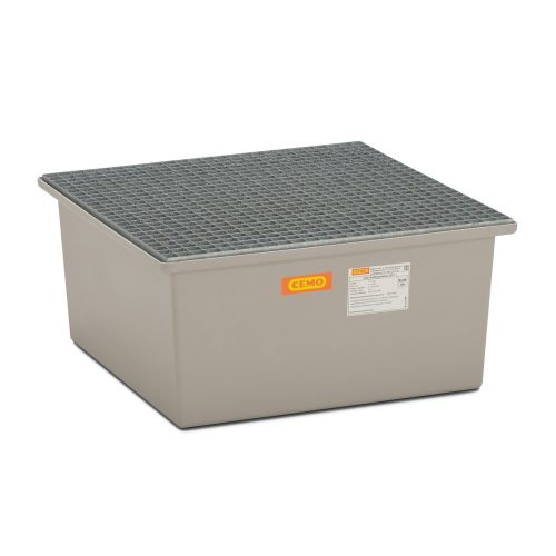 CEMO, GFK-Auffangwanne 220/1 CEMO, 210 l Auffangvolumen, B 850 x T x 850 x H 400 mm, mit verzinktem Gitterrost