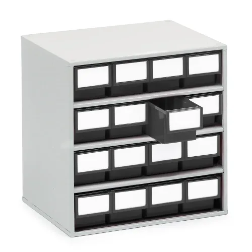 TRESTON ESD-Schubladenmagazin, beständig gegen Öle, Säuren und Lösungsmittel, HxBxT 395 x 400 x 300 mm, 16 Schubladen