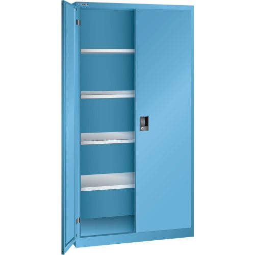 Lista, Flügeltürenschrank, HxBxT 1950 x 1000 x 580 mm, Leergehäuse mit 4 Fachböden, lichtblau LISTA