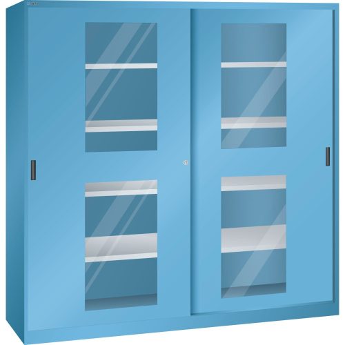 Lista, Schiebetürenschrank mit Sichtfenstertüren, 8 Fachböden, lichtblau LISTA