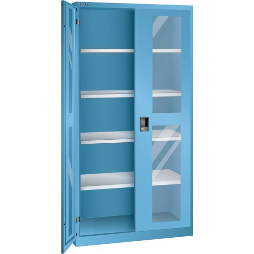 LISTA Flügeltürschrank mit Sichtfenster, (BxTxH) 1000x500x1950mm, 4 Verstellböden, lichtblau, KEY Lock