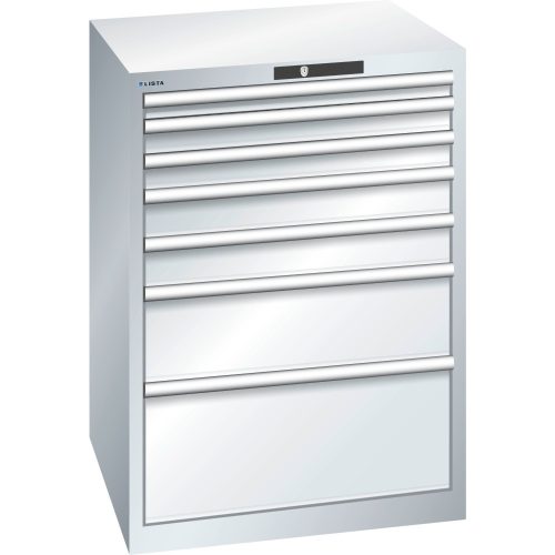 Lista, Schubladenschrank, Stahlblech, HxB 1000 x 717 mm, 7 Schubladen, lichtgrau LISTA