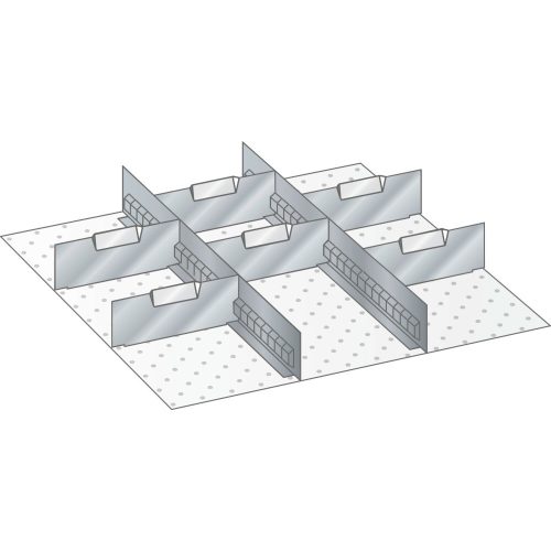 Lista, Schubladeneinteilung, Trennwände, verzinkt, 8-teilig, für Fronthöhe 100 mm LISTA
