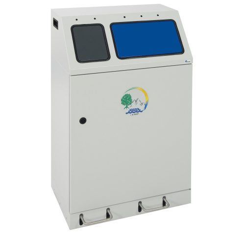 kaiserkraft, kaiserkraft Wertstoffsammler, Stahl, Volumen 60 + 30 l, DUPLEX, 2 Innenbehälter, mit Pedal