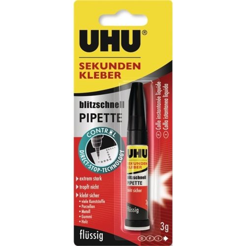 UHU, UHU Sekundenkleber blitzschnell Flüssig Transparent 3 g 45570