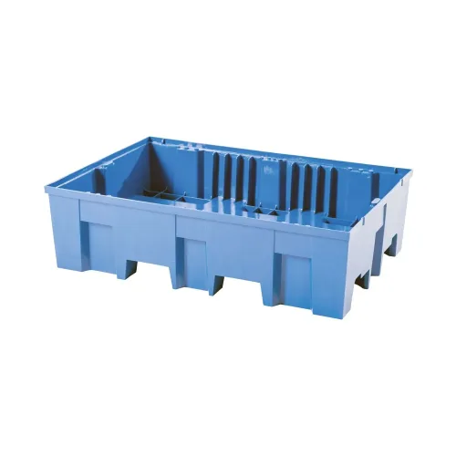 undefined, Auffangwanne, für 2 Fässer à 200 l, unterfahrbar, B 865 x T 1245 x H 350 mm, ohne Gitterrost, Polyethylen, blau
