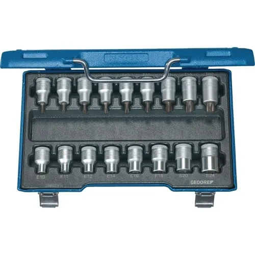 Gedore, Steckschlüsselsatz ITX 19 TX-017 17-tlg.1/2 Zoll T 20 -T60/E10-E24 GEDORE