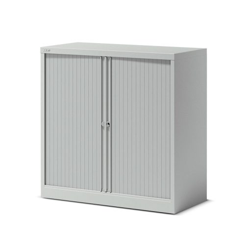 Bisley, Rollladenschrank ESSENTIALS, HxBxT 1000 x 1000 x 470 mm, 1 Fachboden, silber BISLEY