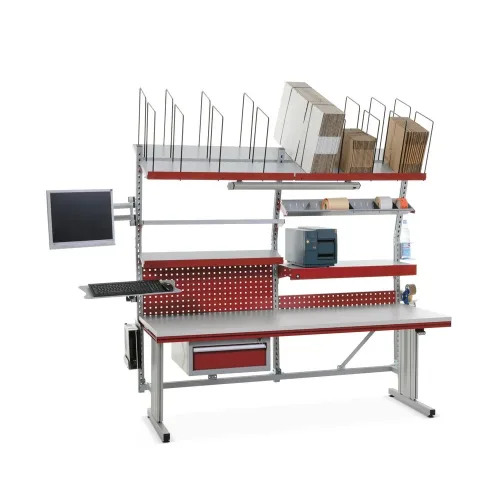 Rocholz Elektrisch höhenverstellbarer Packtisch FLEX Premium, Komplettausstattung, HxBxT 720-1.120 x 2.000 x 800 mm
