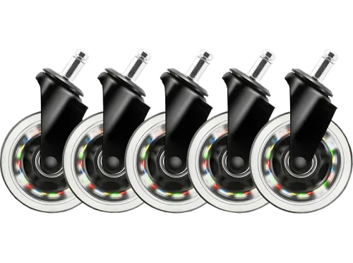 DELTACO, DELTACO RGB Casters,Wheels,5-pack GAM-141 for Gaming Chairs