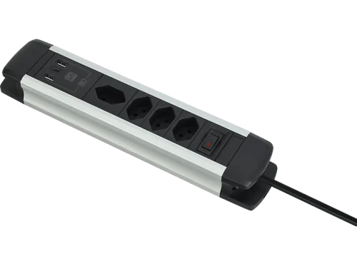 SCHOENENBERGER, SCHOENENBERGER ALU Steckdosenleiste 2m 85.870.4AL USB-C silber/schwarz