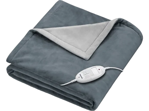 beurer, BEURER Heizdecke "HD 75 Cosy Dark-Grey, elektrische Wärmedecke zum Einkuscheln" Mit 6 Temperaturstufen, Abschaltautomatik, maschinenwaschbar