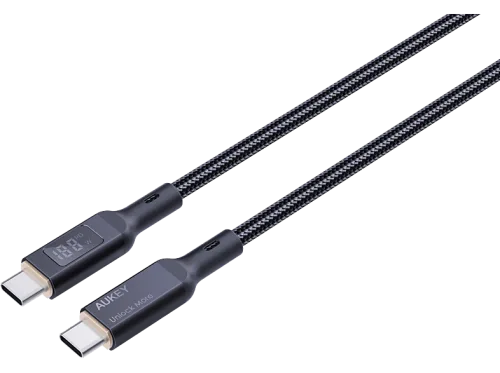 AUKEY, AUKEY Cable USB-C-to-C,LCD Display CB-MCC101 1.0m,Nylon Braided,100W,Bl.