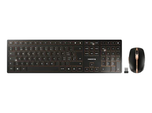 CHERRY, Cherry - DW 9100 Slim, Schweizerisches Layout, QWERTZ Tastatur, kabellose Tastatur- und Maus set -bronze, Schwarz
