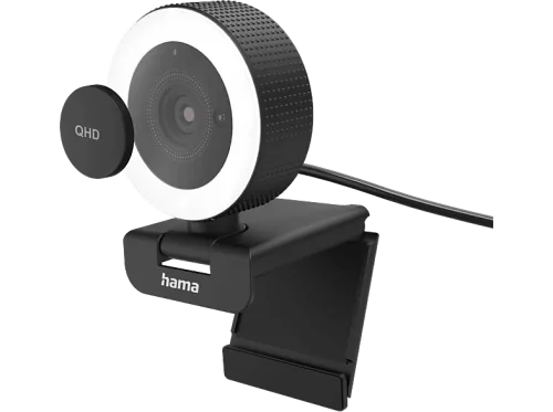 Hama, hama 00139989 Webcam mit Ringlicht C-850 Pro, QHD 2K, mit Mikrofon, Fernbedienung, LED